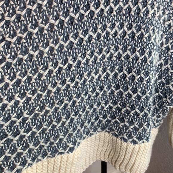 Simply Noelle blue white chunky knit sweater open front - Picture 5 of 8